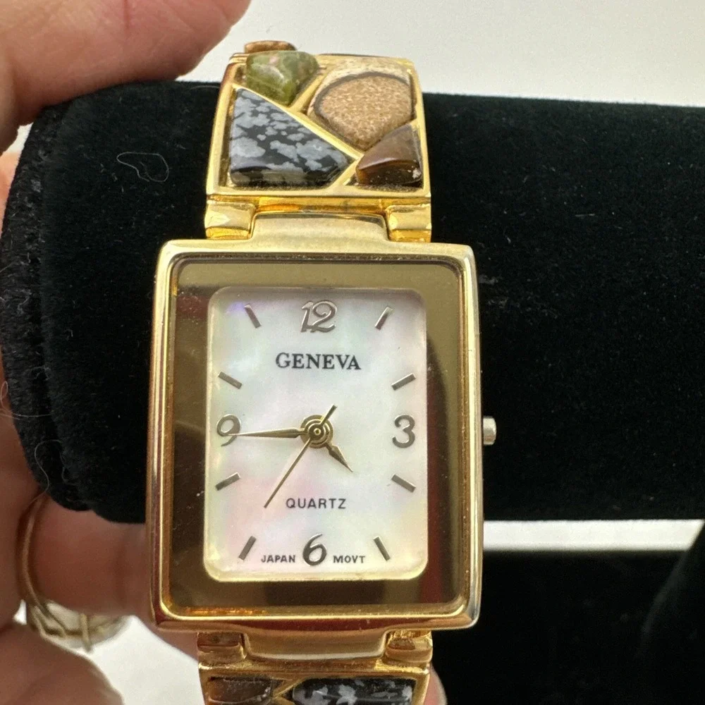 Geneva Gemstone Watch Gold tone (Need Battery)